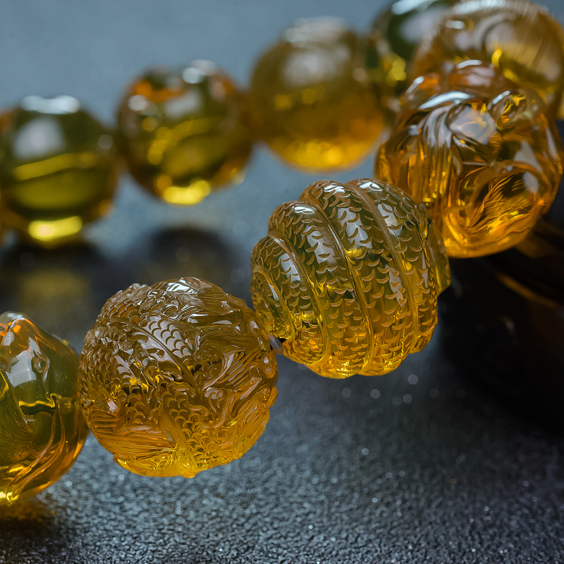 蓝珀十二生肖单圈手串-红掌柜