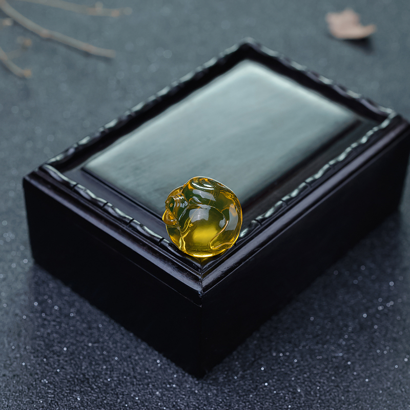 墨西哥蓝珀猪圆珠-红掌柜