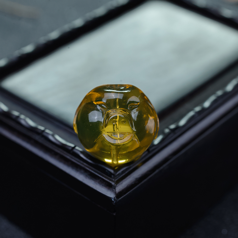 蓝珀猪圆珠-红掌柜