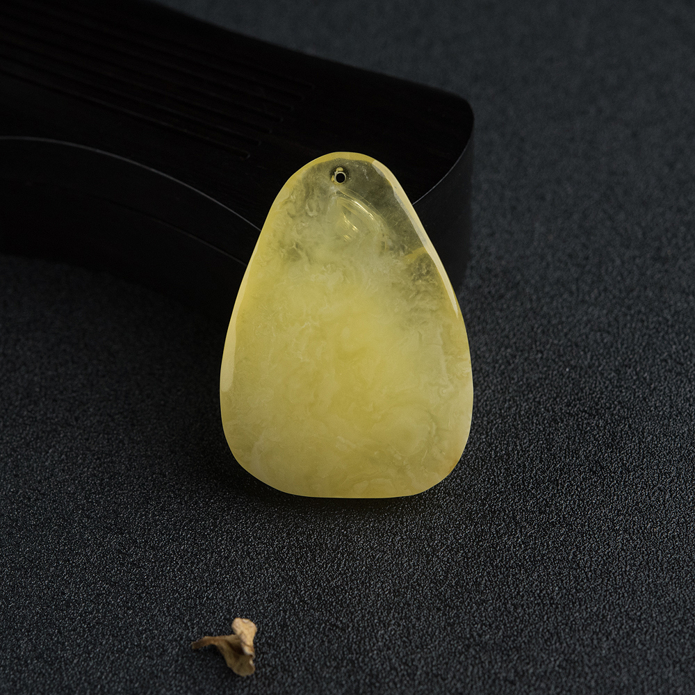 天然蜜蜡荷叶吊坠-红掌柜