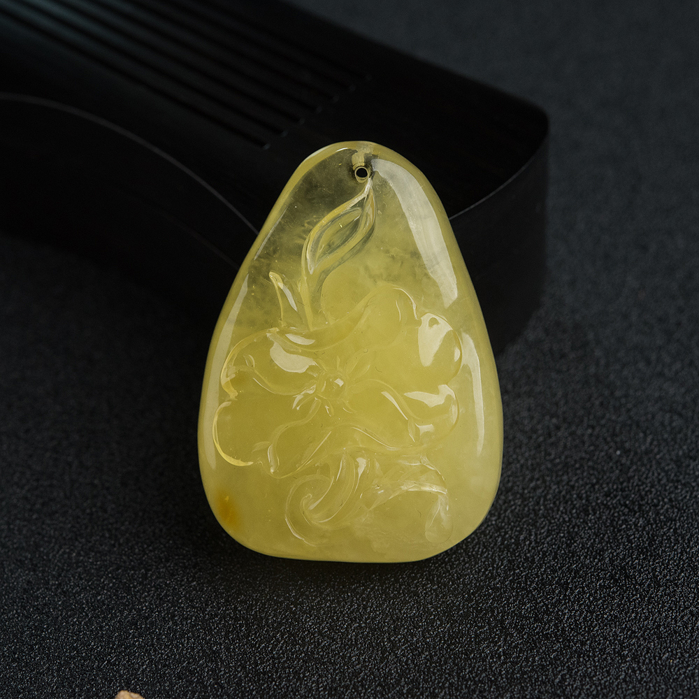 天然蜜蜡荷叶吊坠-红掌柜