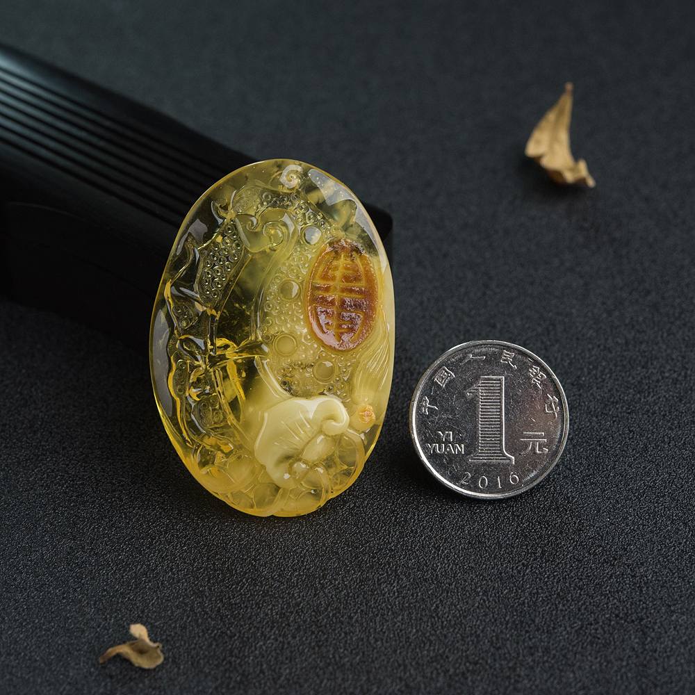 天然金绞蜜如意吊坠-红掌柜