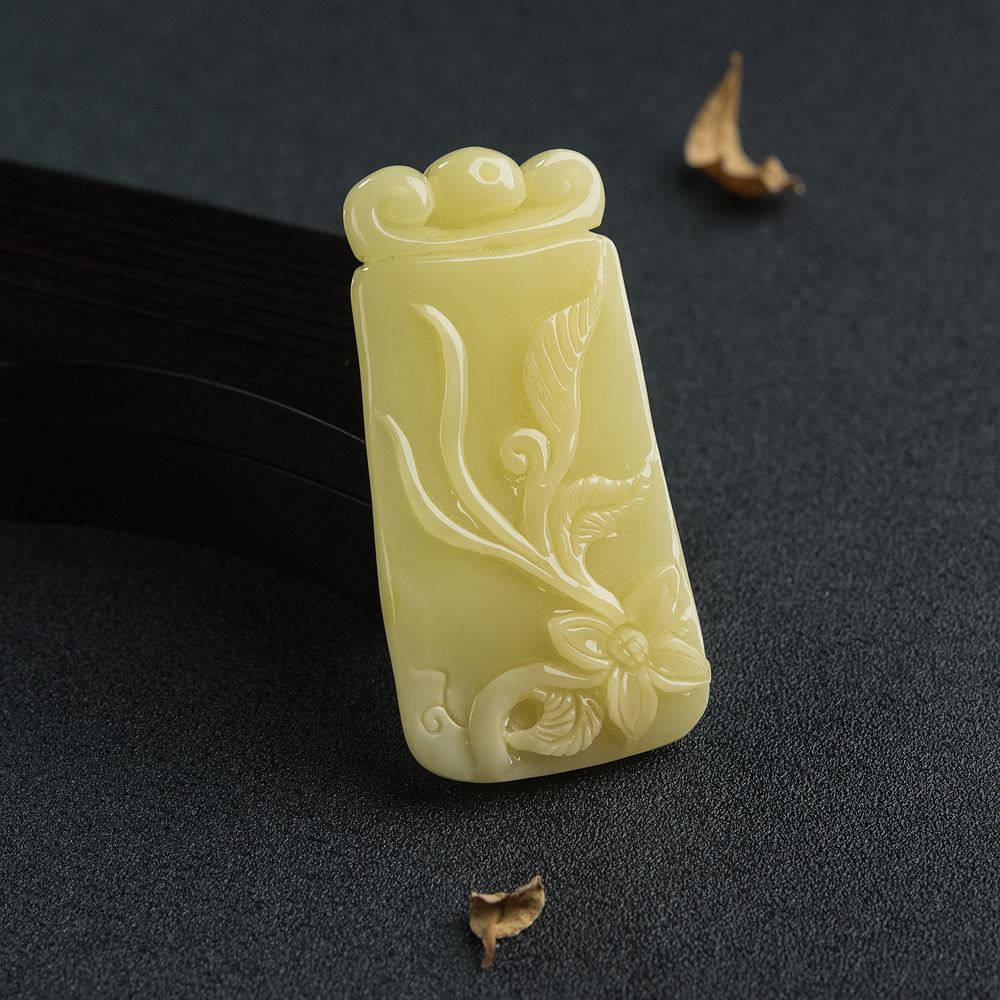 柠檬黄蜜蜡花挂坠-红掌柜