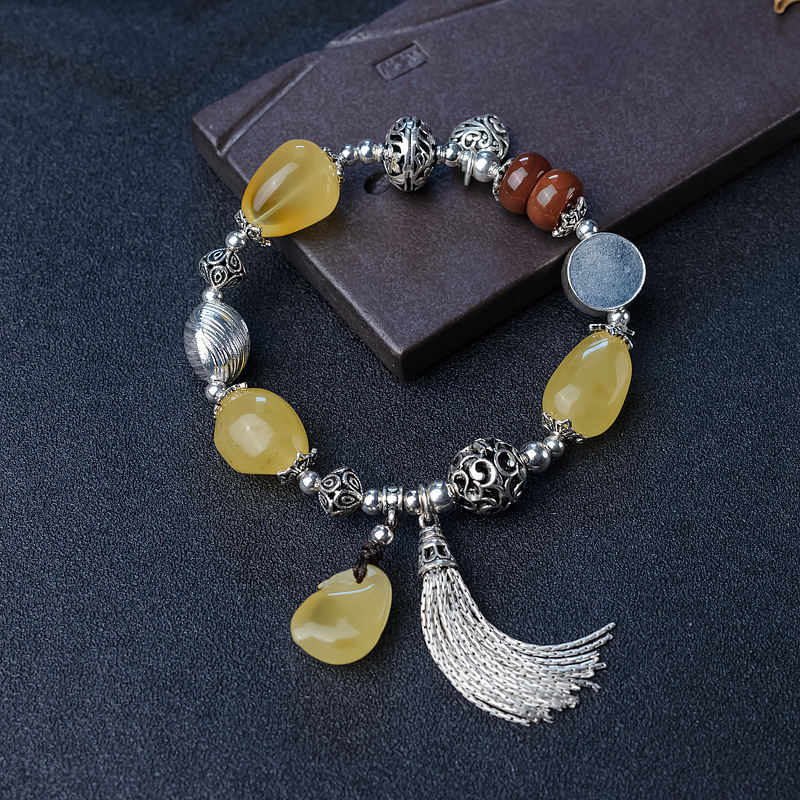 鸡油黄蜜蜡手链-红掌柜