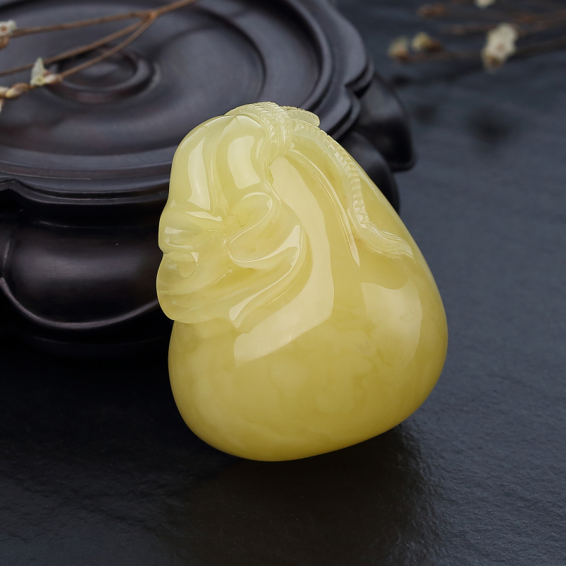 波罗的海鸡油黄蜜蜡钱袋吊坠-红掌柜