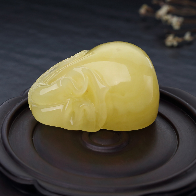 波罗的海天然鸡油黄蜜蜡吊坠-红掌柜