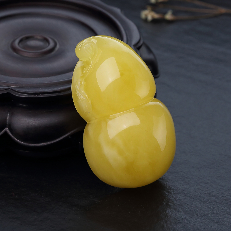 波罗的海鸡油黄蜜蜡葫芦吊坠-红掌柜