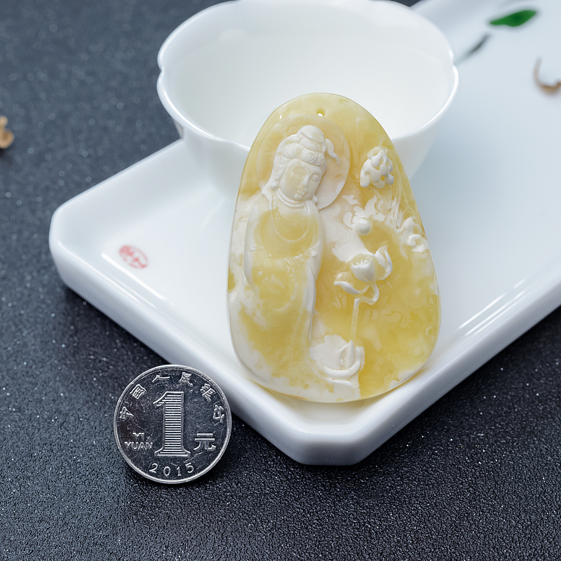 天然蜜蜡观音吊坠-红掌柜