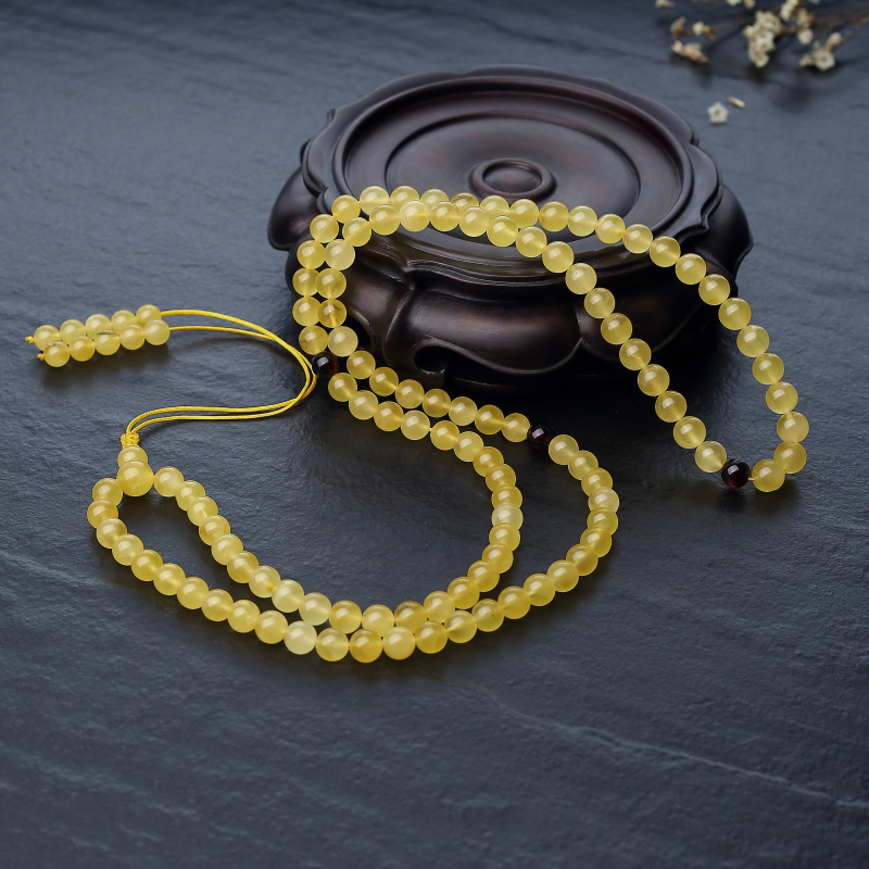 天然鸡油黄金绞蜜108佛珠-红掌柜