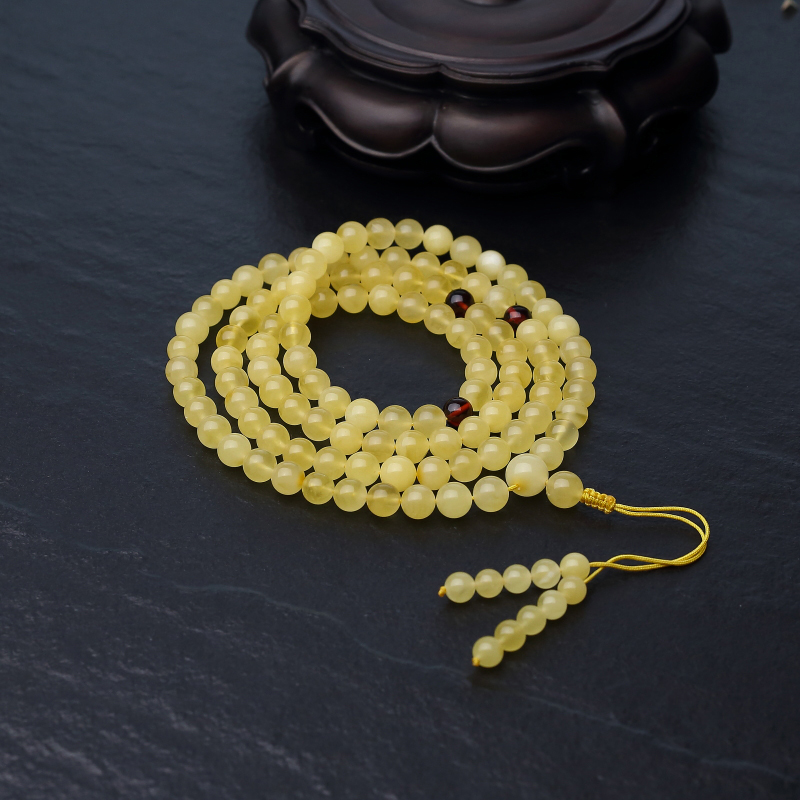 波罗的海鸡油黄金绞蜜108佛珠-红掌柜