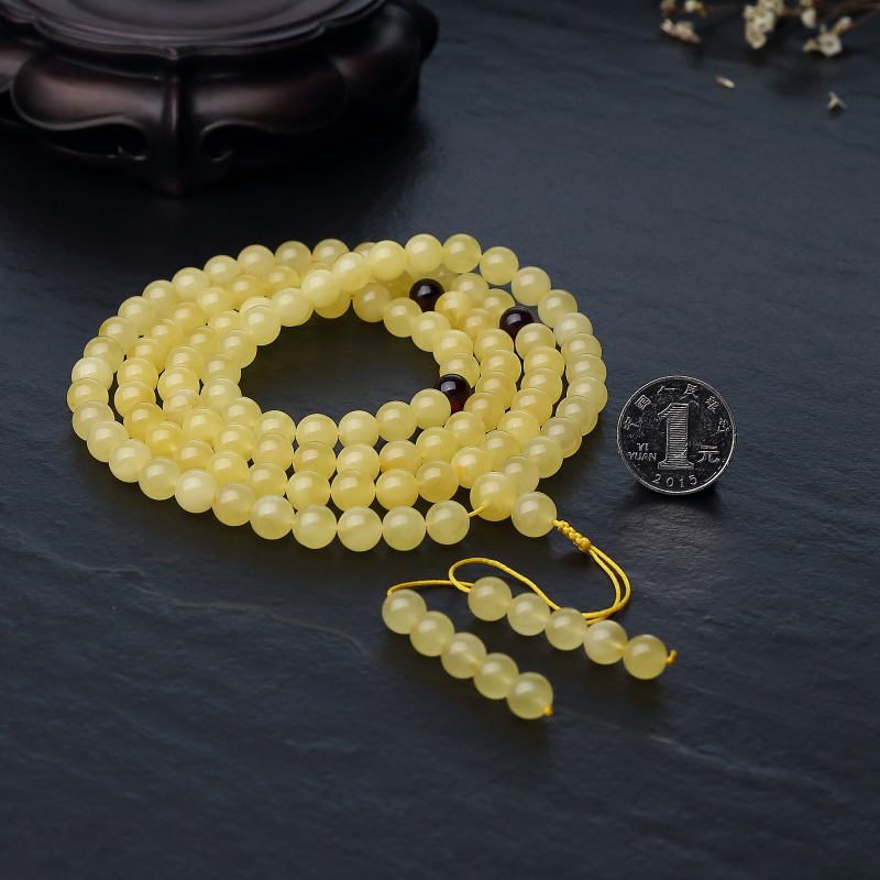 鸡油黄金绞蜜108佛珠-红掌柜