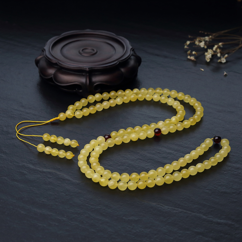 天然鸡油黄金绞蜜108佛珠-红掌柜