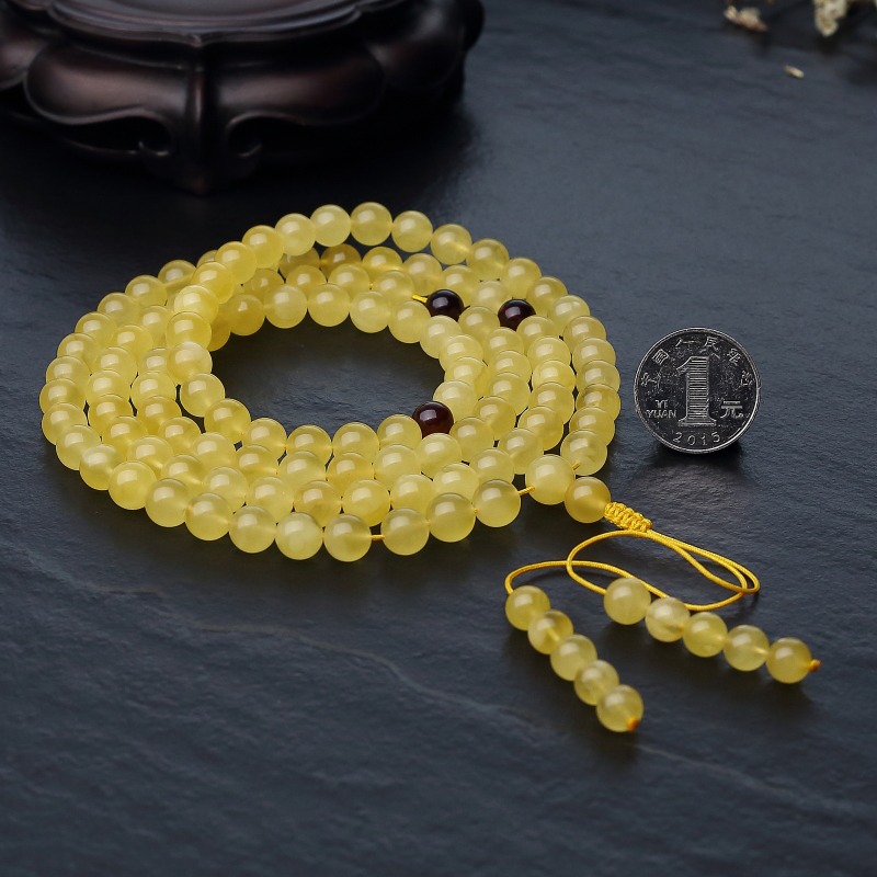 鸡油黄金绞蜜108佛珠-红掌柜