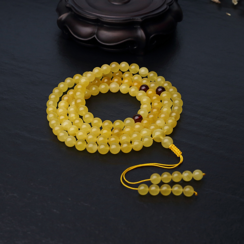 波罗的海鸡油黄金绞蜜108佛珠-红掌柜