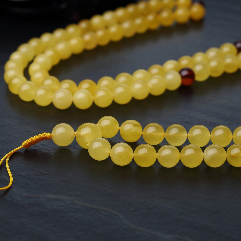 波罗的海天然金绞蜜108佛珠-红掌柜