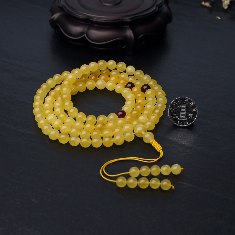 鸡油黄金绞蜜108佛珠-红掌柜