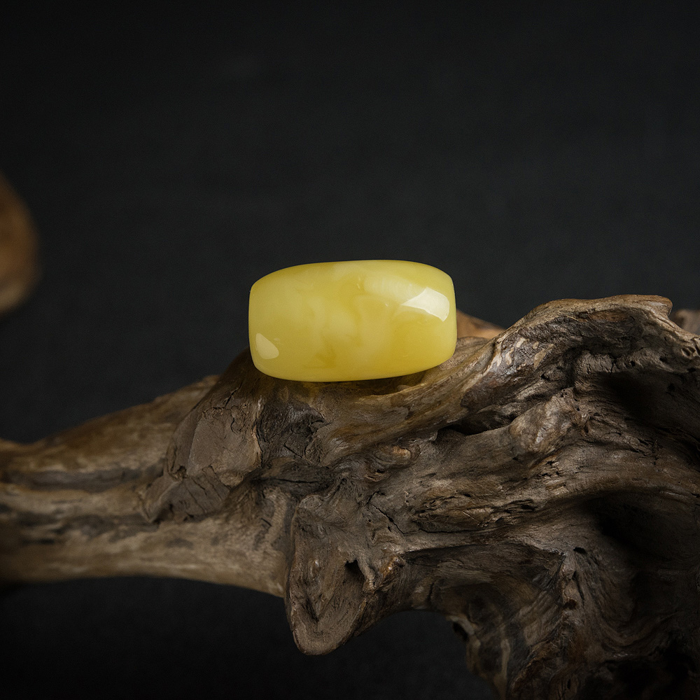 鸡油黄蜜蜡桶珠-红掌柜