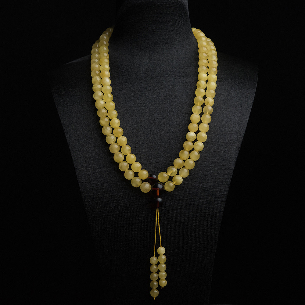 9mm鸡油黄蜜蜡108佛珠-红掌柜