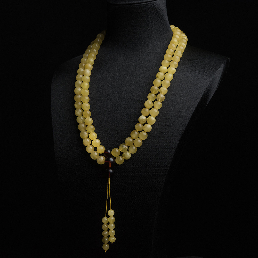 鸡油黄蜜蜡108佛珠-红掌柜