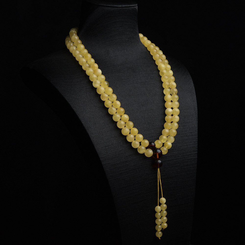 鸡油黄蜜蜡佛珠-红掌柜