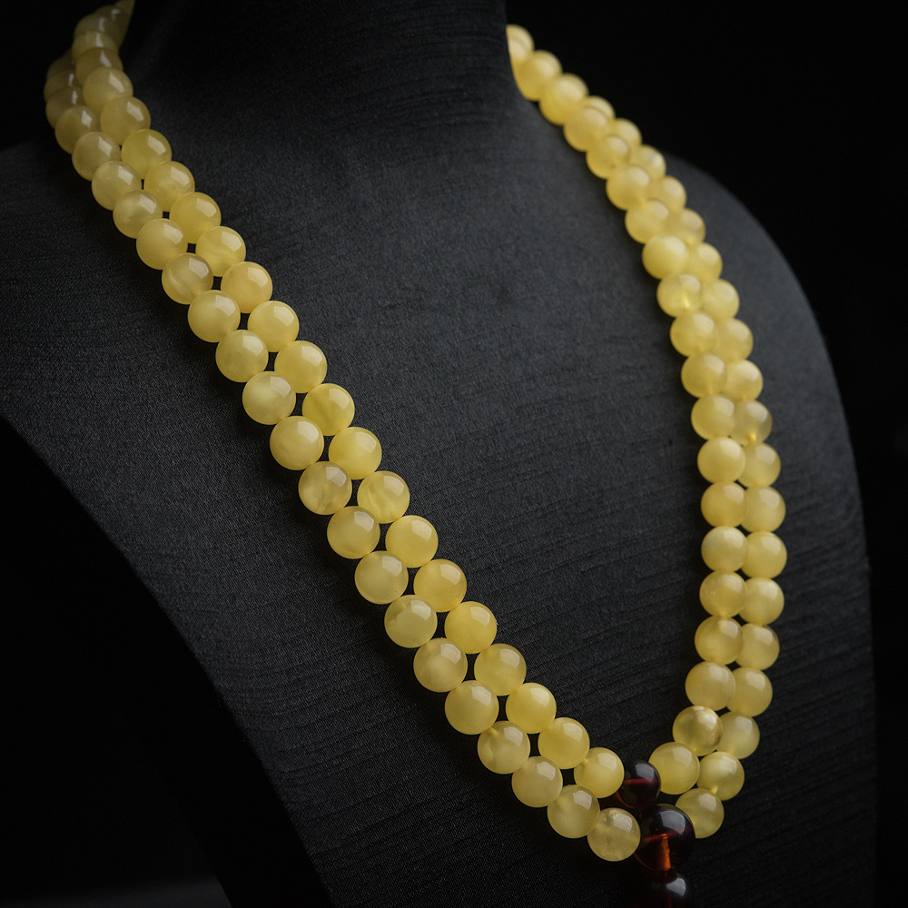鸡油黄蜜蜡108佛珠-红掌柜