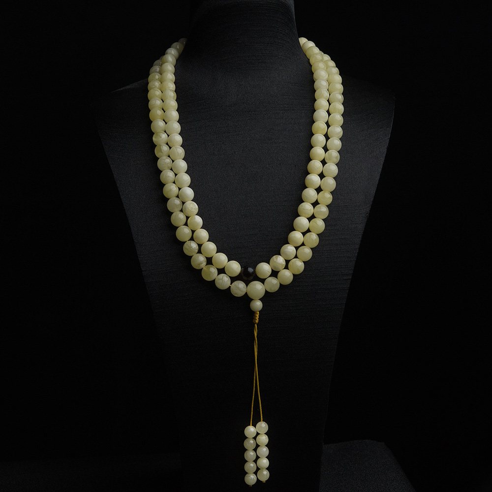 9.5mm白花蜜蜡108佛珠-红掌柜