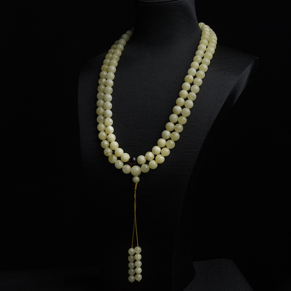 白花蜜蜡108佛珠-红掌柜