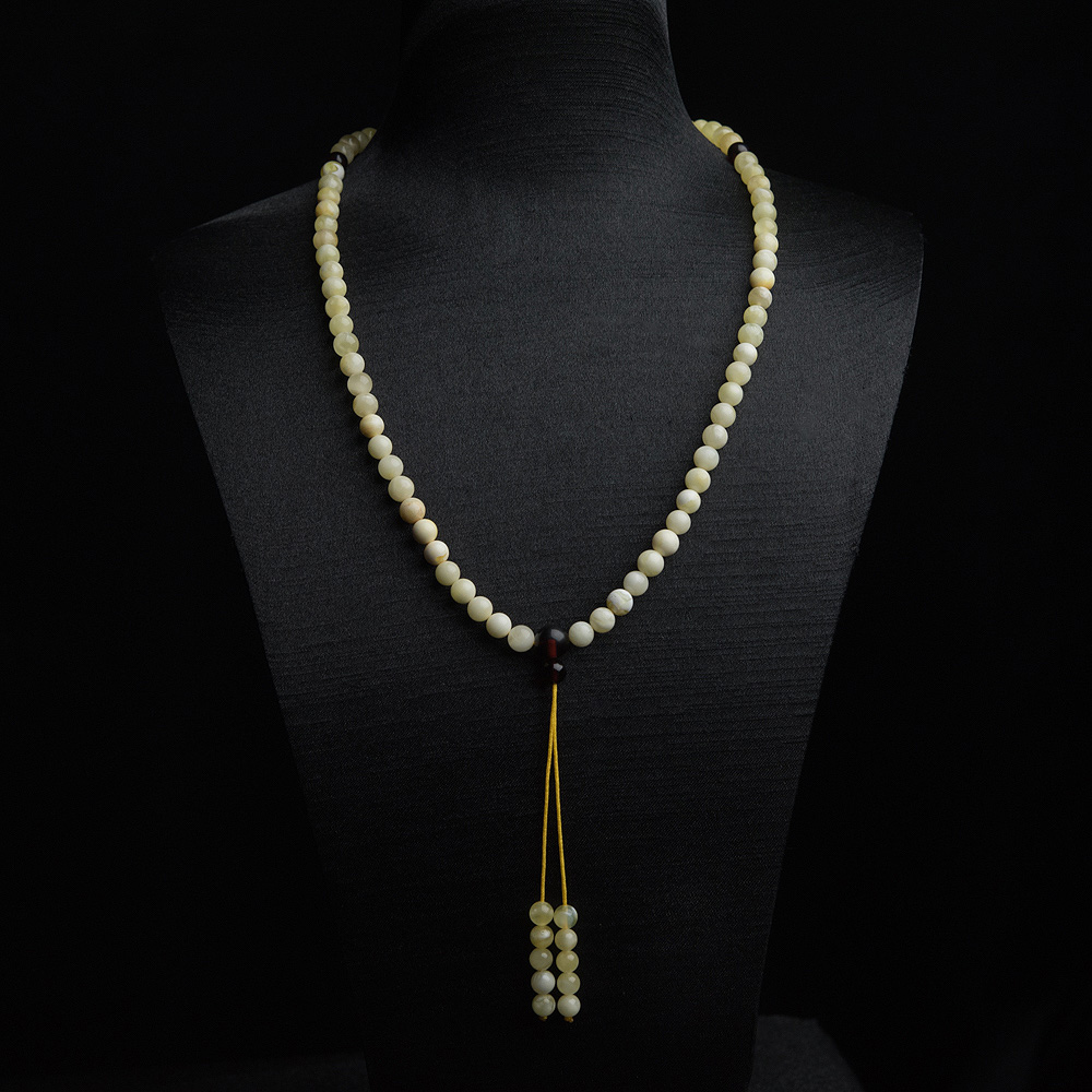 6mm白花蜜蜡108佛珠-红掌柜