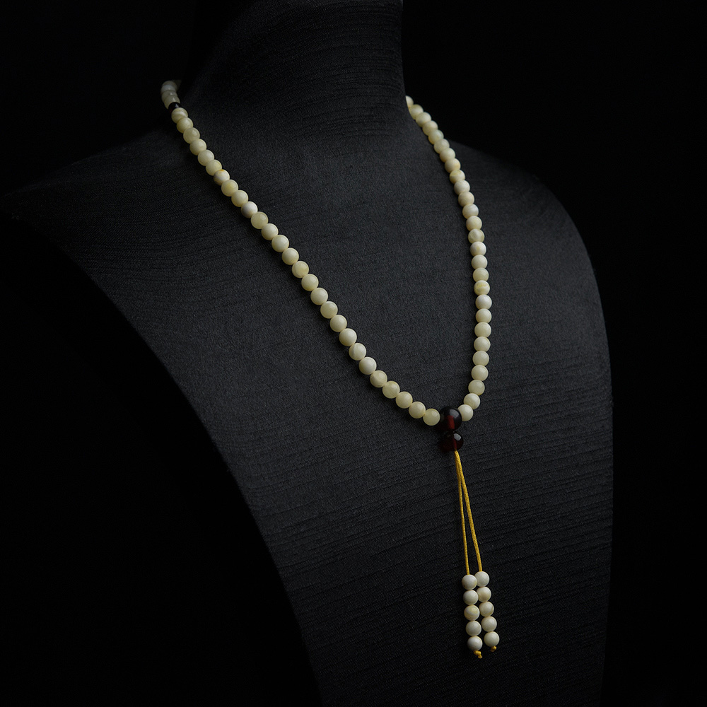 5mm白花蜜蜡108佛珠-红掌柜