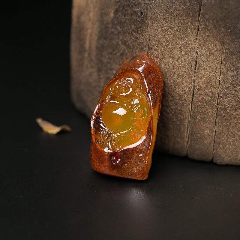 俏色蜜蜡佛吊坠-红掌柜