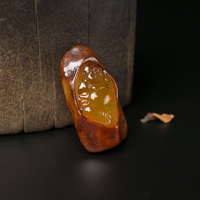 带皮蜜蜡佛吊坠-红掌柜