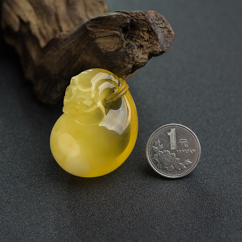 波罗的海金绞蜜蜡钱袋吊坠-红掌柜