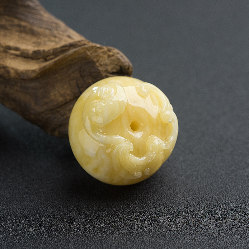 蜜蜡幸福如意平安扣吊坠-红掌柜