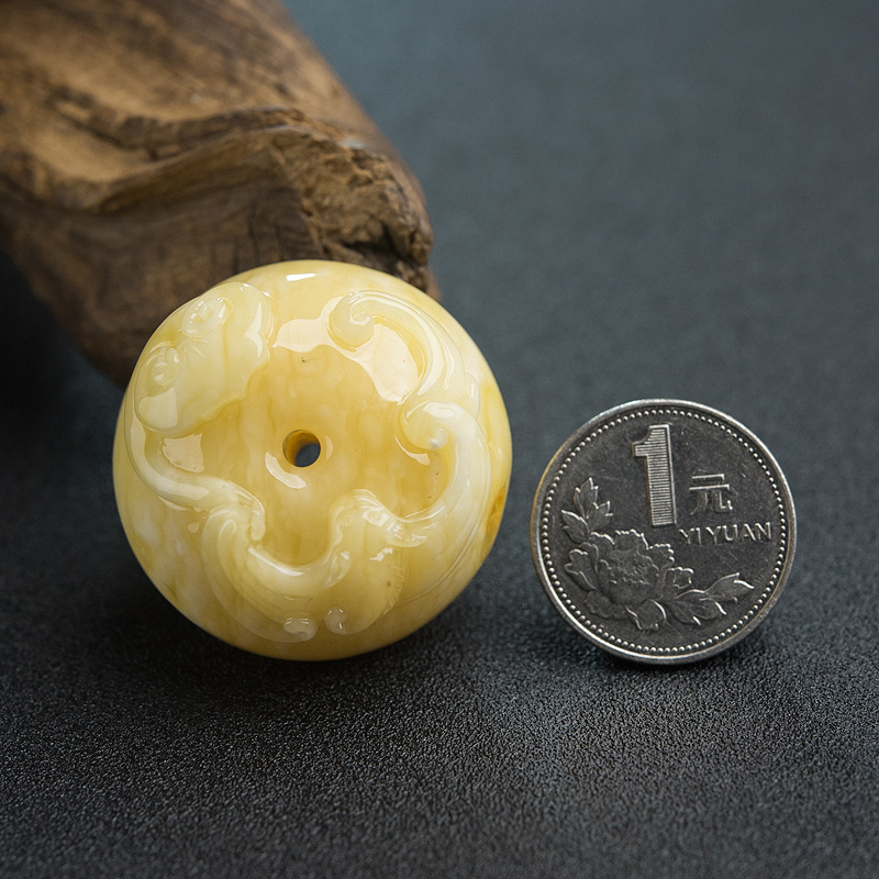 蜜蜡如意平安扣吊坠-红掌柜