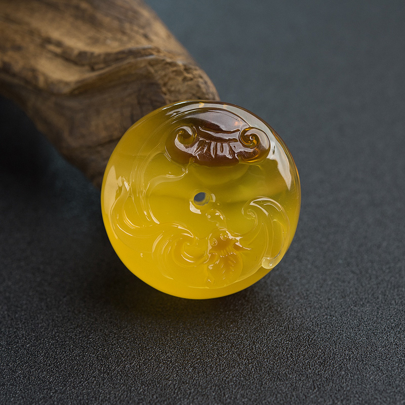 鸡油黄金绞蜜幸福如意平安扣吊坠-红掌柜