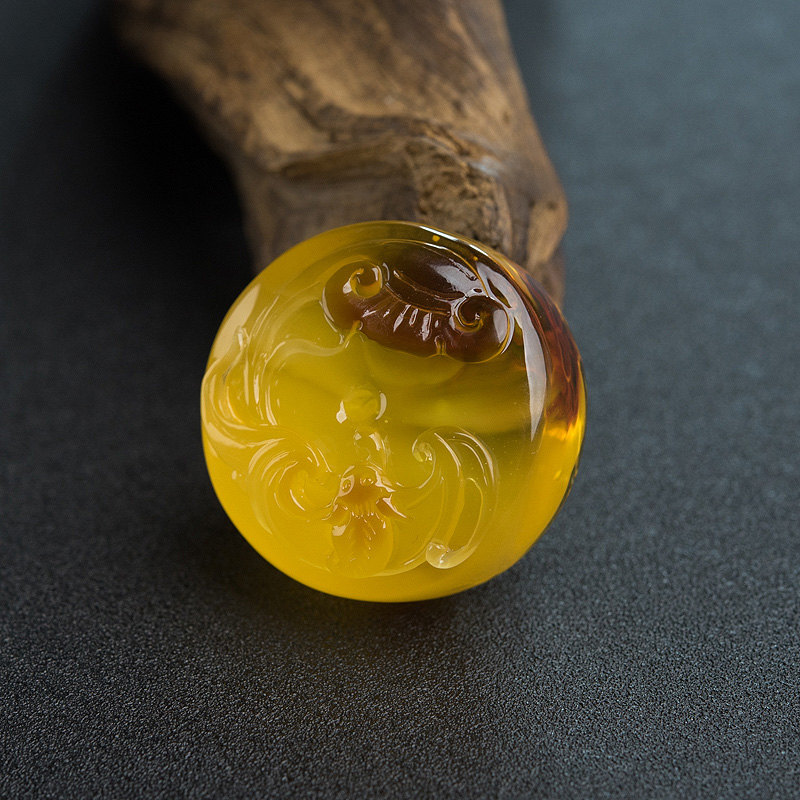 鸡油黄幸福如意平安扣吊坠-红掌柜