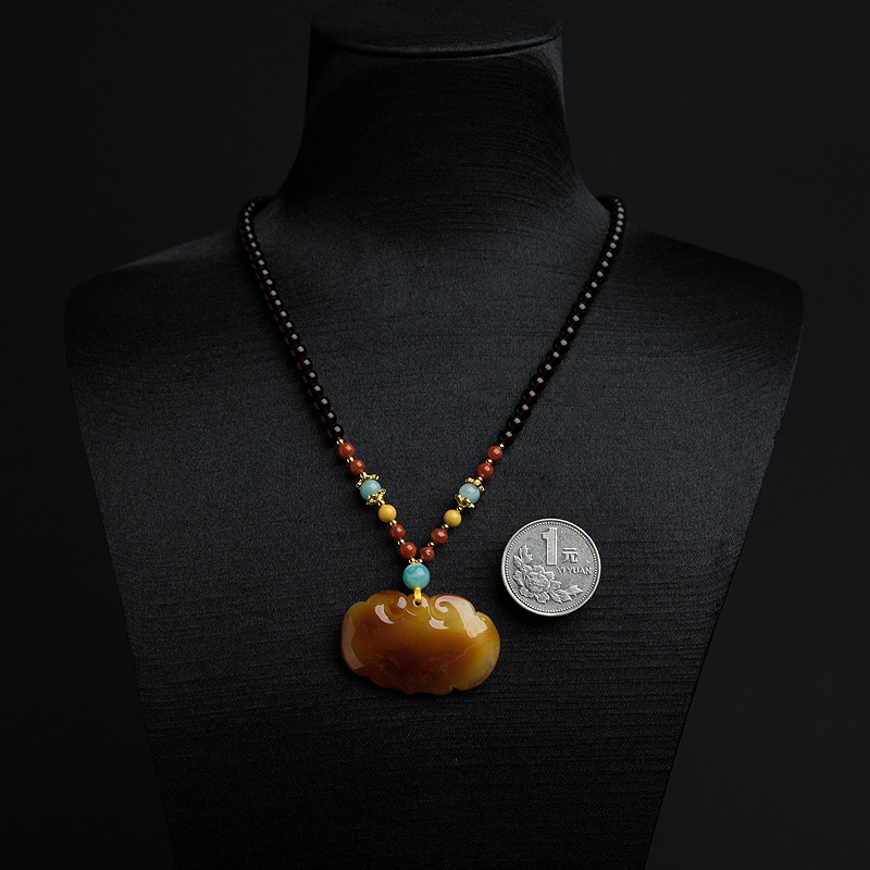 波罗的海天然蜜蜡如意锁项链-红掌柜