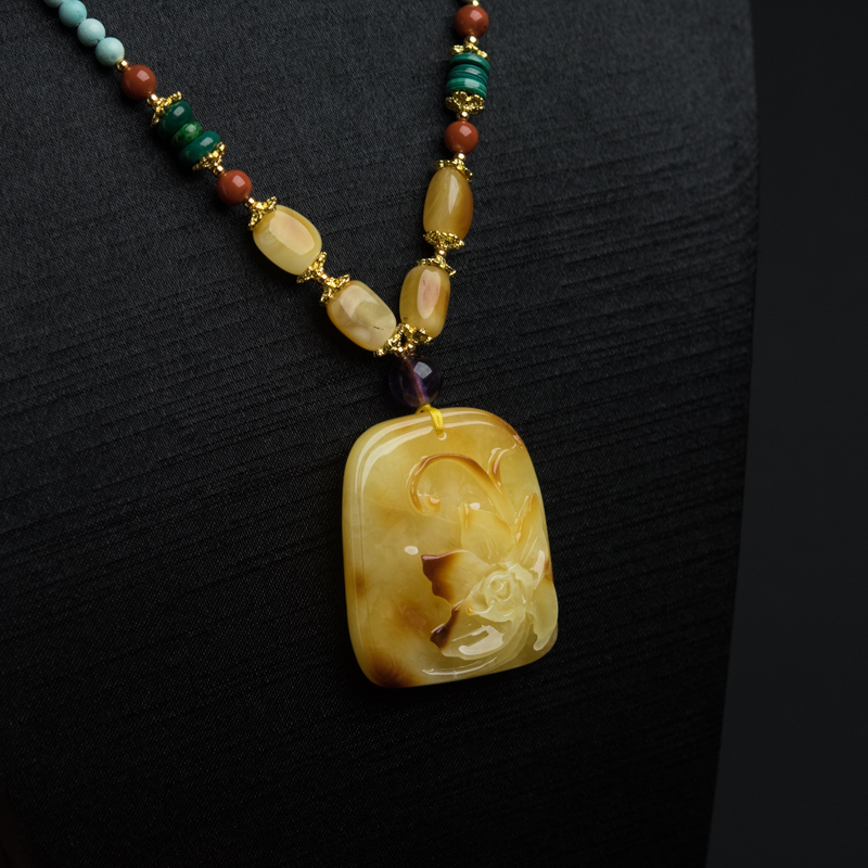 蜜蜡花牌项链-红掌柜