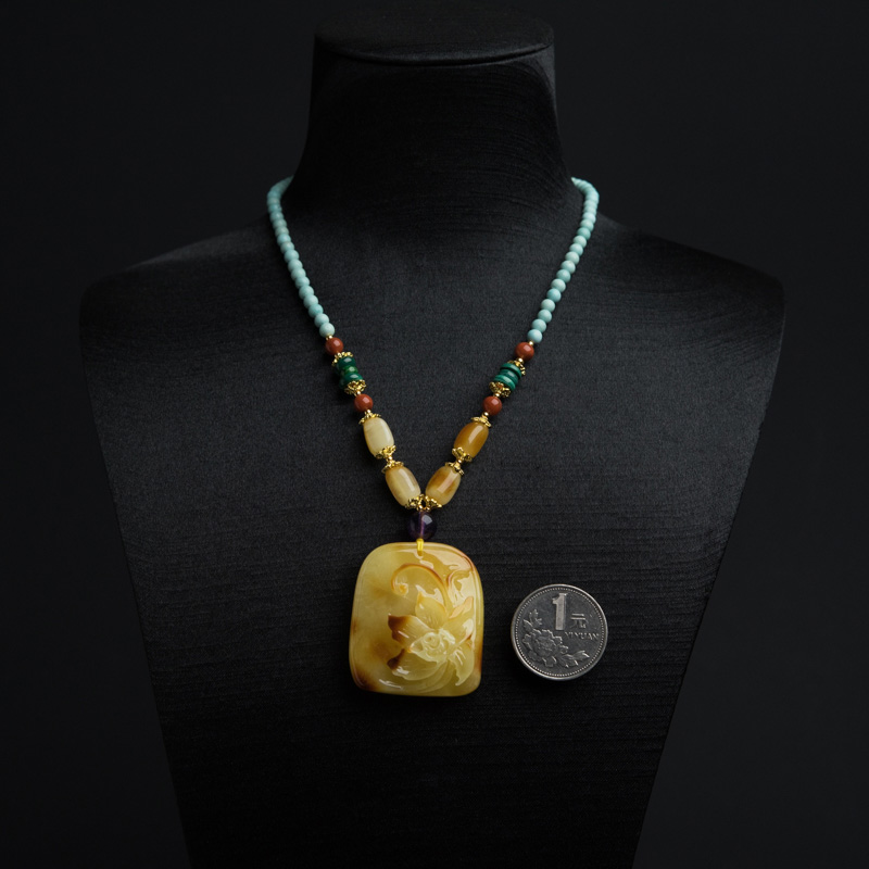 波罗的海天然蜜蜡花牌项链-红掌柜
