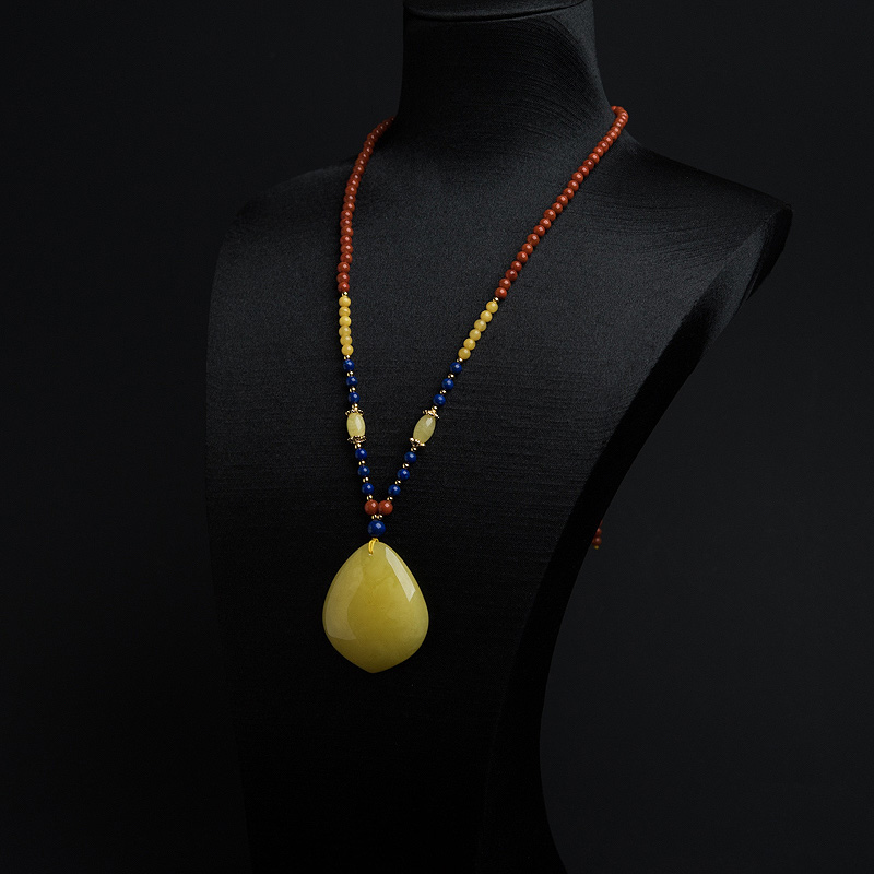 蜜蜡水滴项链-红掌柜