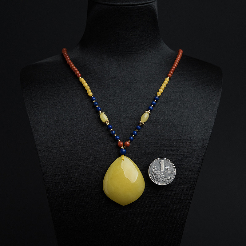 蜜蜡水滴项链-红掌柜