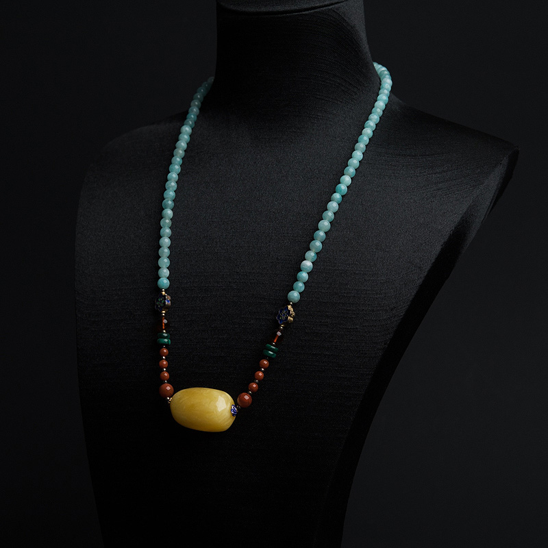 蜜蜡随形锁骨链-红掌柜