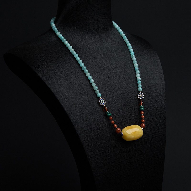 天然鸡油黄蜜蜡随形锁骨链-红掌柜