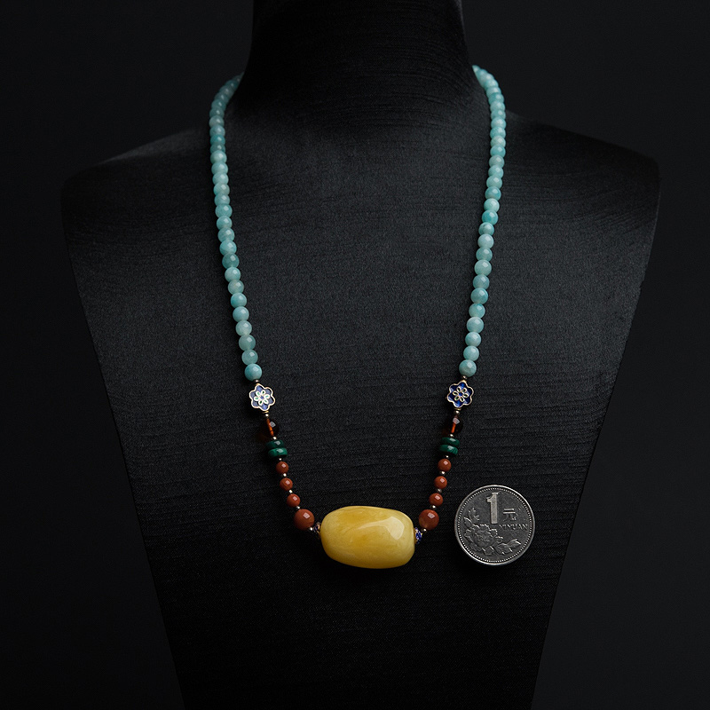 蜜蜡随形锁项链-红掌柜