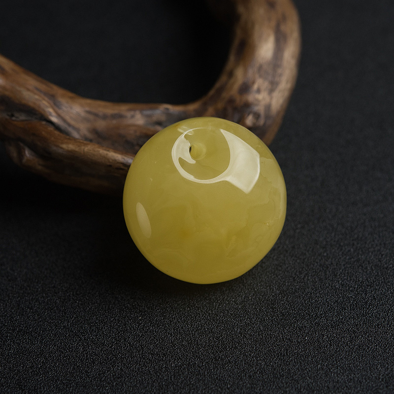 天然鸡油黄蜜蜡平安扣吊坠-红掌柜