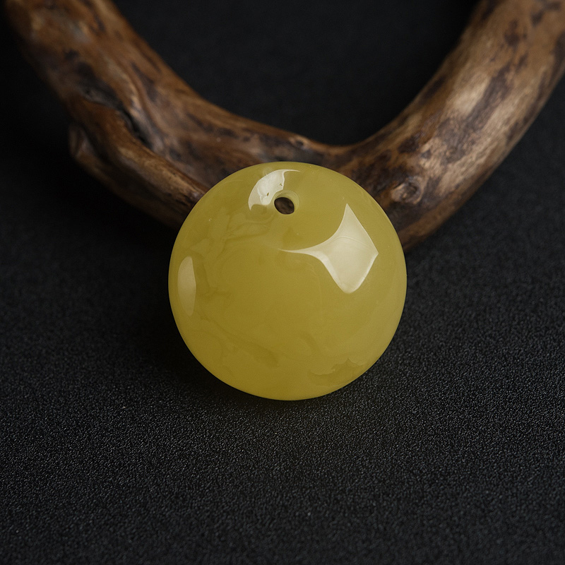 波罗的海天然蜜蜡平安扣吊坠-红掌柜