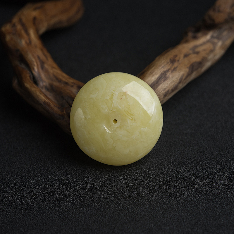 波罗的海天然白花蜜蜡平安扣吊坠-红掌柜