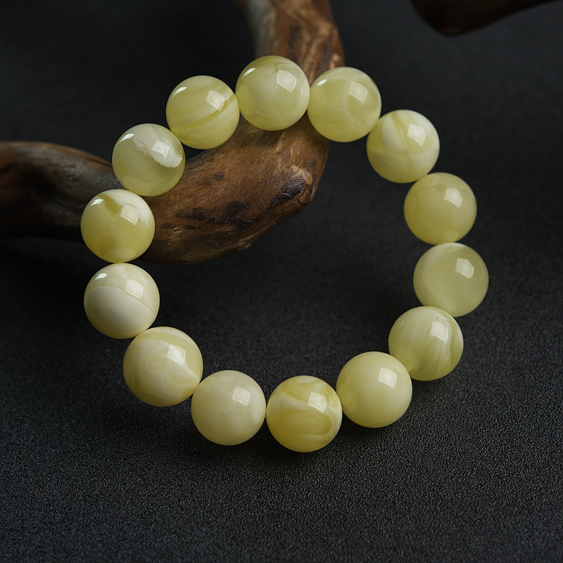 天然白花蜜蜡单圈手串-红掌柜