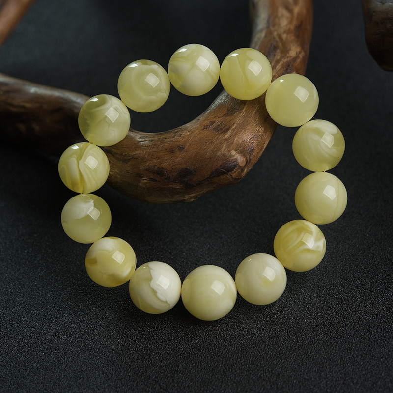 白花蜜蜡单圈手串-红掌柜