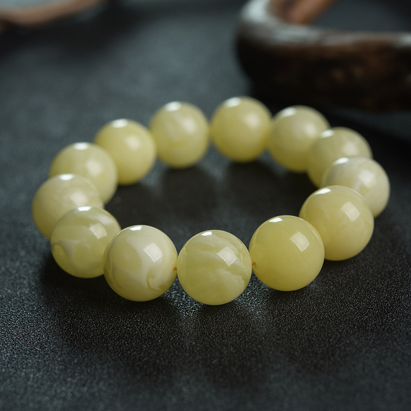 波罗的海天然白花蜜蜡手串-红掌柜